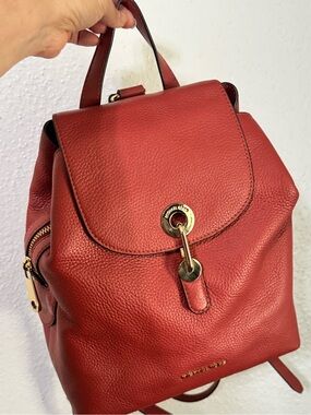 Michael Kors Red/ terracotta Pebbled Leather Backpack with Gold Hardware